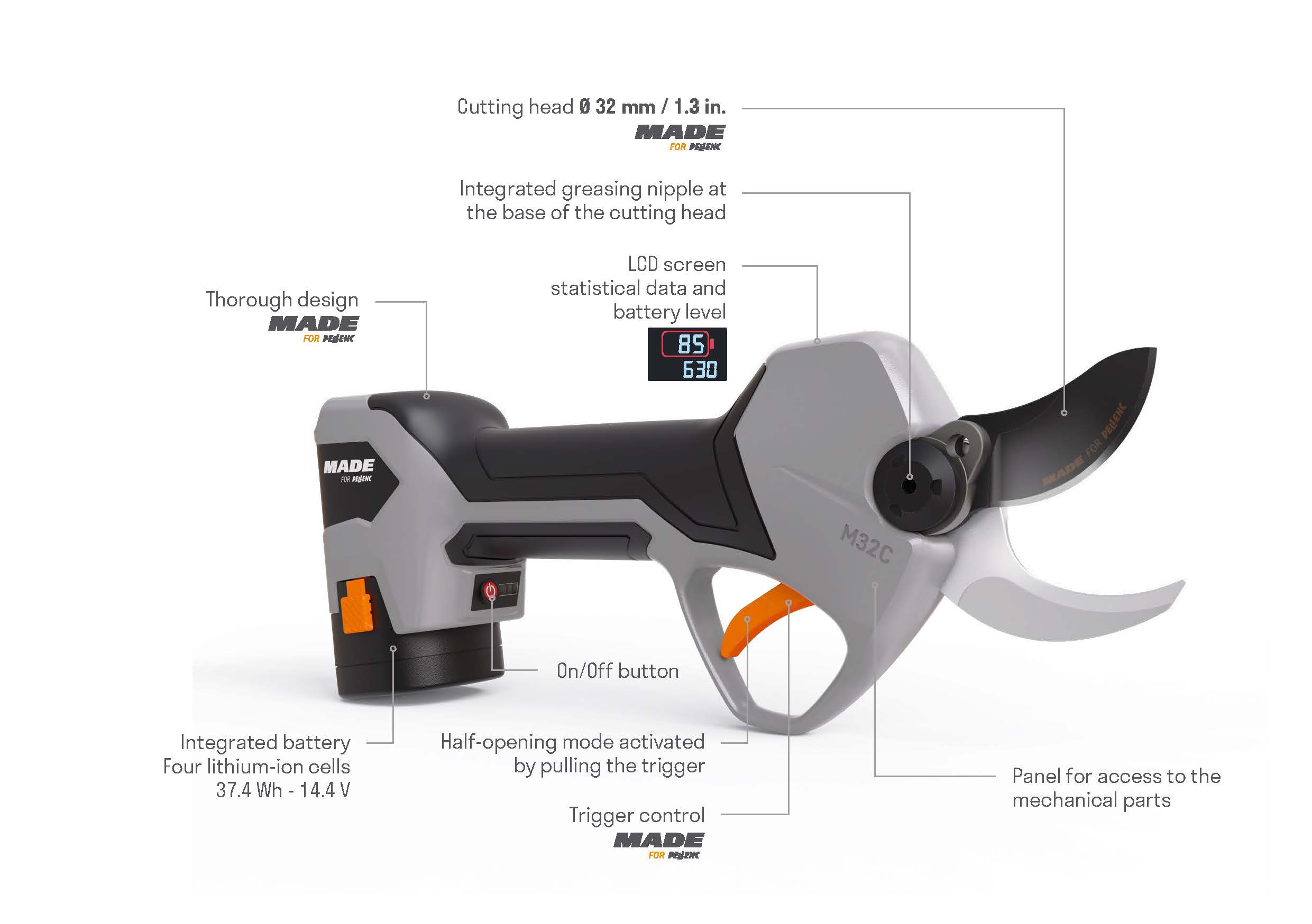 Pellenc M32C battery-powered pruning shears